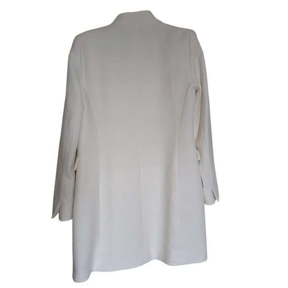LOUBEN White 100% Cotton Coat No Collar Women's Size 4 - Picture 2 of 8